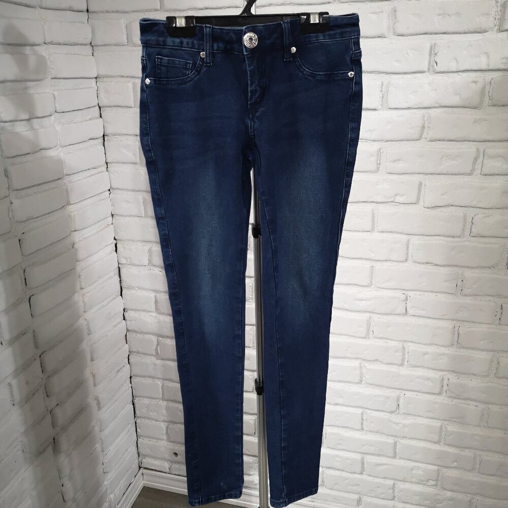 Guess Girls Size XS Dark Wash Zipper & Button Closure Skinny Denim Leggings